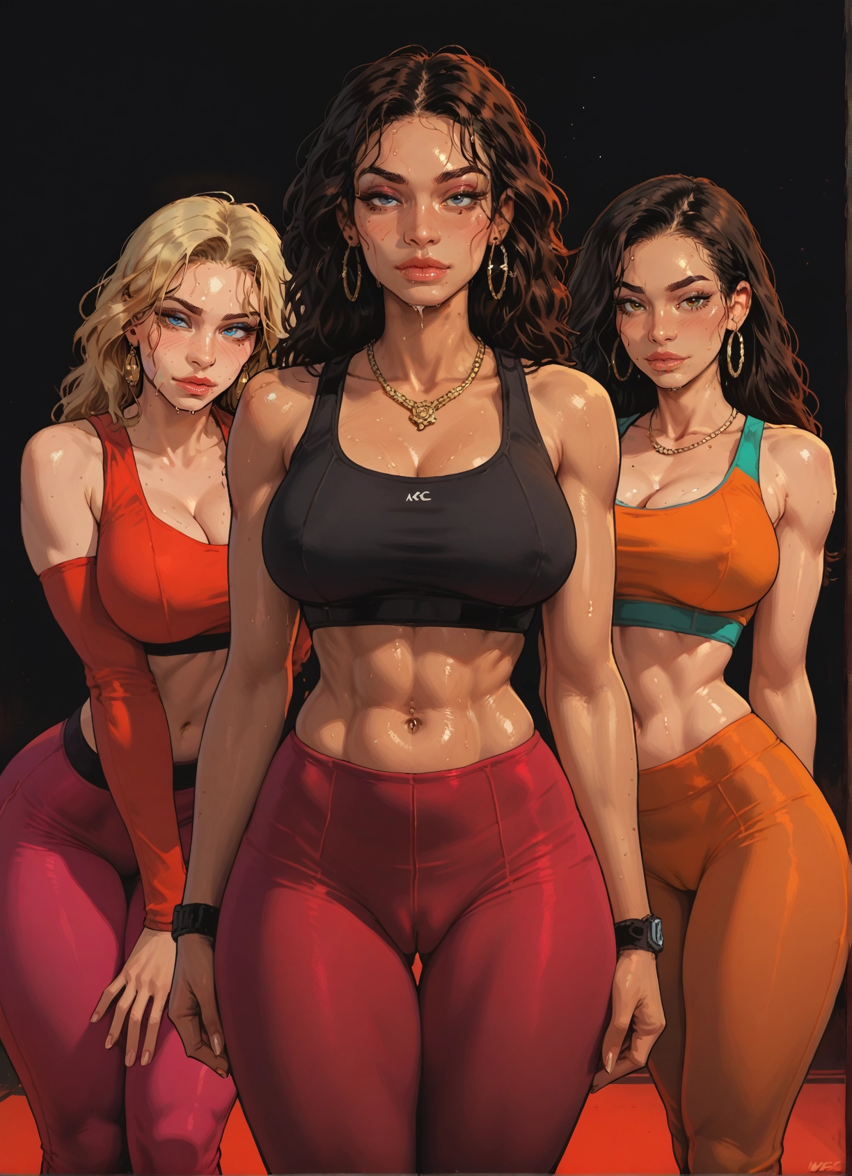 multiple girls, breasts, jewelry, earrings, blonde hair, 2girls · Yamete.gg