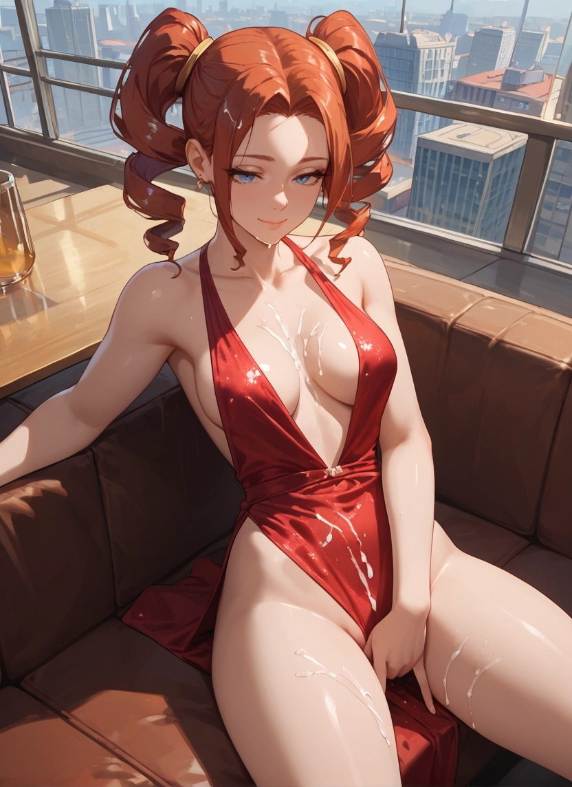 1girl, breasts, solo, dress, red dress, blue eyes · Yamete.gg