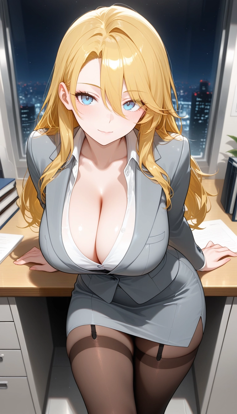 1girl, breasts, solo, cleavage, skirt, long hair · Yamete.gg