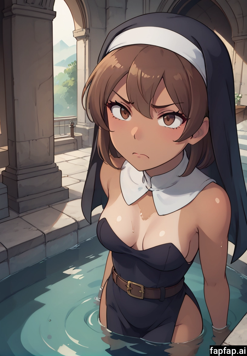 1girl, tan, tanlines, breasts, solo, brown hair · Yamete.gg