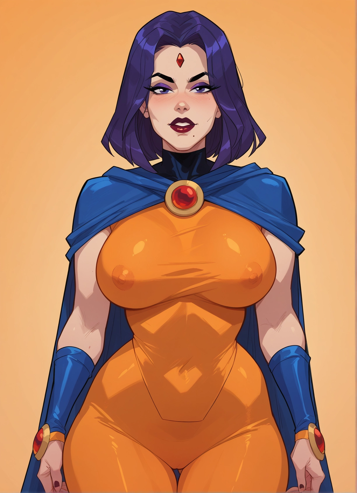 1girl, breasts, solo, mole, cape, large breasts · Yamete.gg