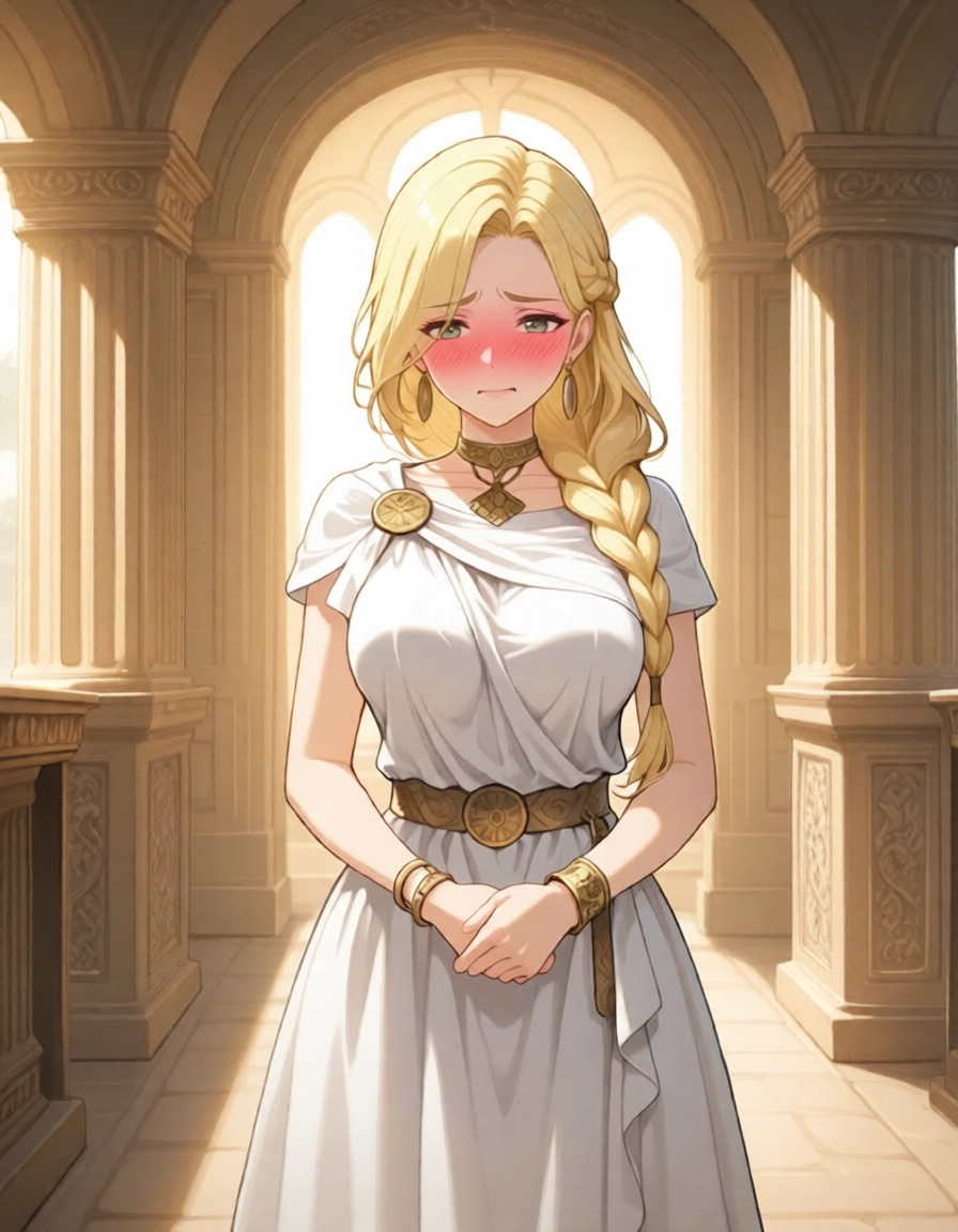 1girl, jewelry, solo, blonde hair, blush, long hair · Yamete.gg