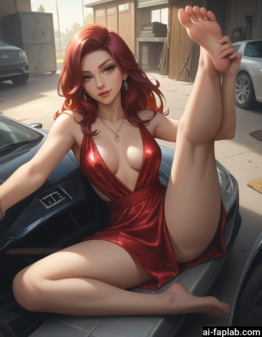 1girl, breasts, barefoot, dress, jewelry, feet · Yamete.gg
