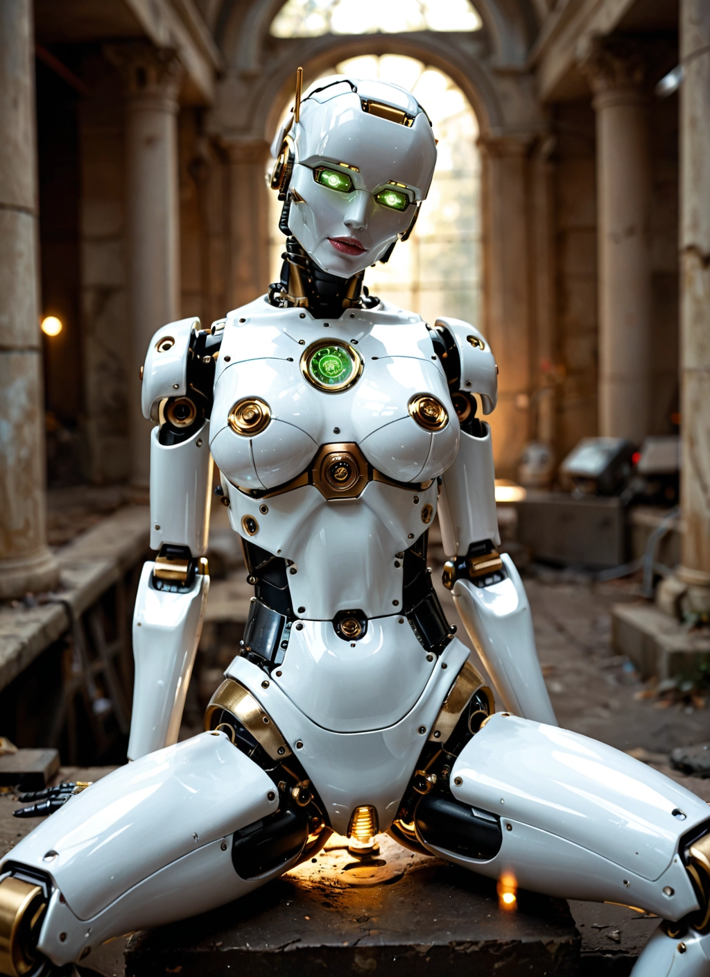 1girl, solo, green eyes, robot, robot joints, humanoid robot · Yamete.gg