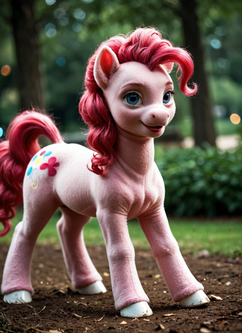 no humans, blue eyes, solo, smile, cutie mark, blurry · Yamete.gg