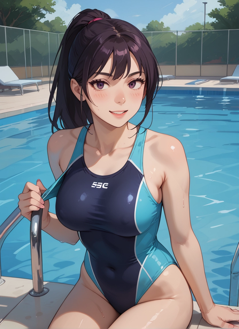 1girl, swimsuit, breasts, one-piece swimsuit, solo, competition swimsuit · Yamete.gg
