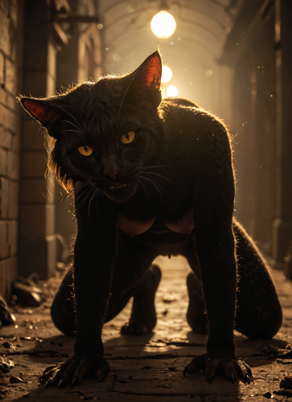 furry, breasts, solo, nipples, all fours, claws · Yamete.gg