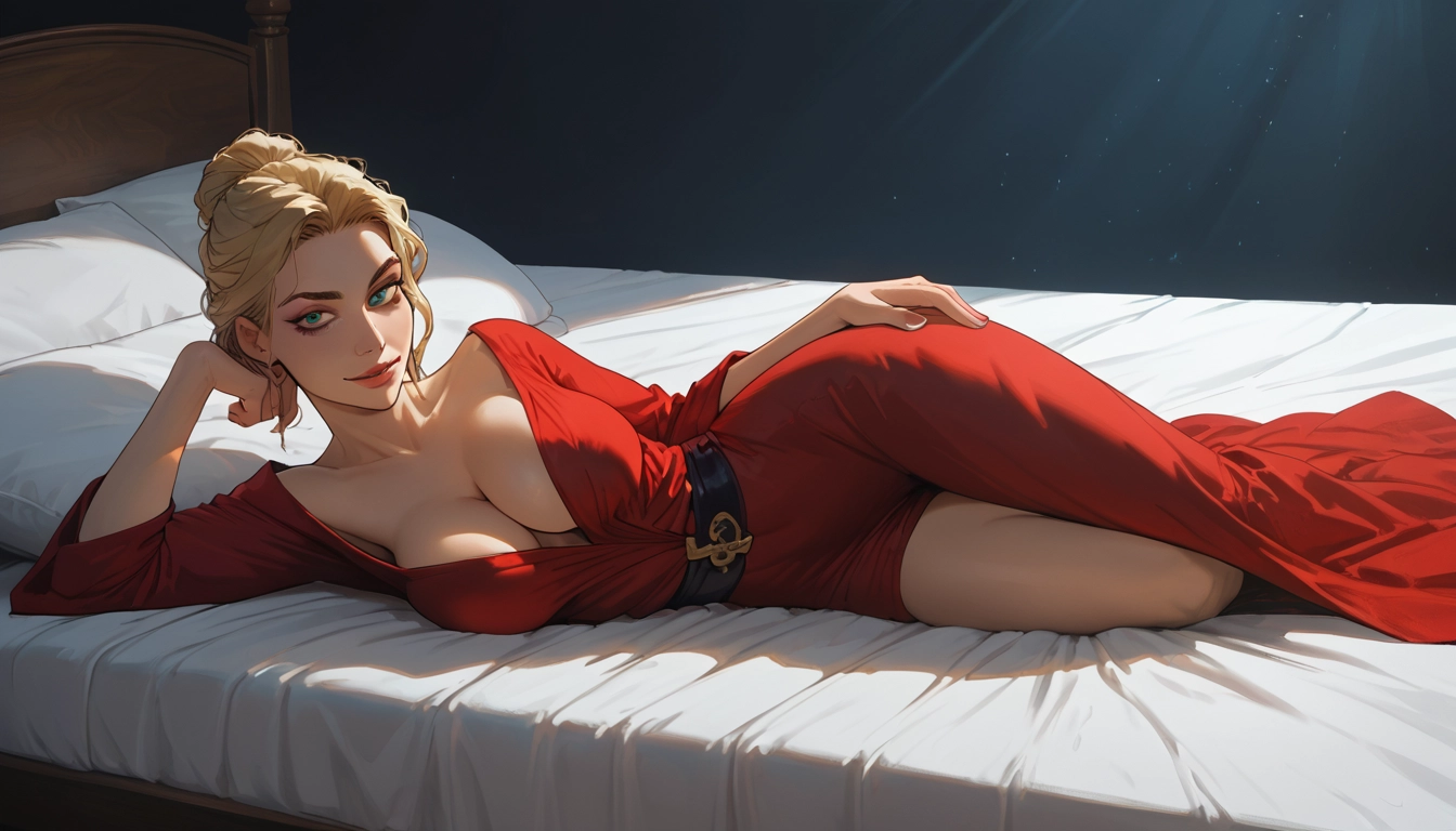 1girl, breasts, lying, dress, solo, barefoot · Yamete.gg