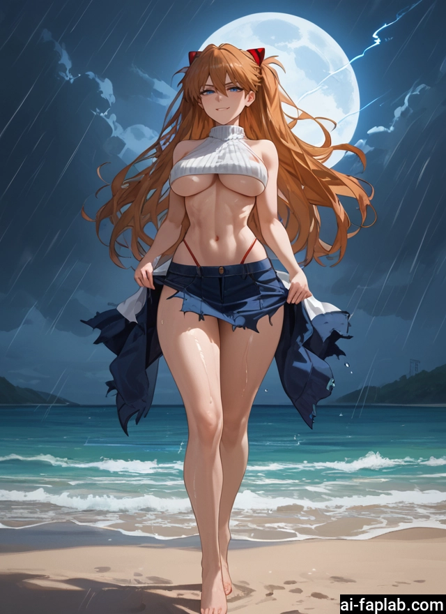 1girl, breasts, long hair, solo, blue eyes, moon · Yamete.gg