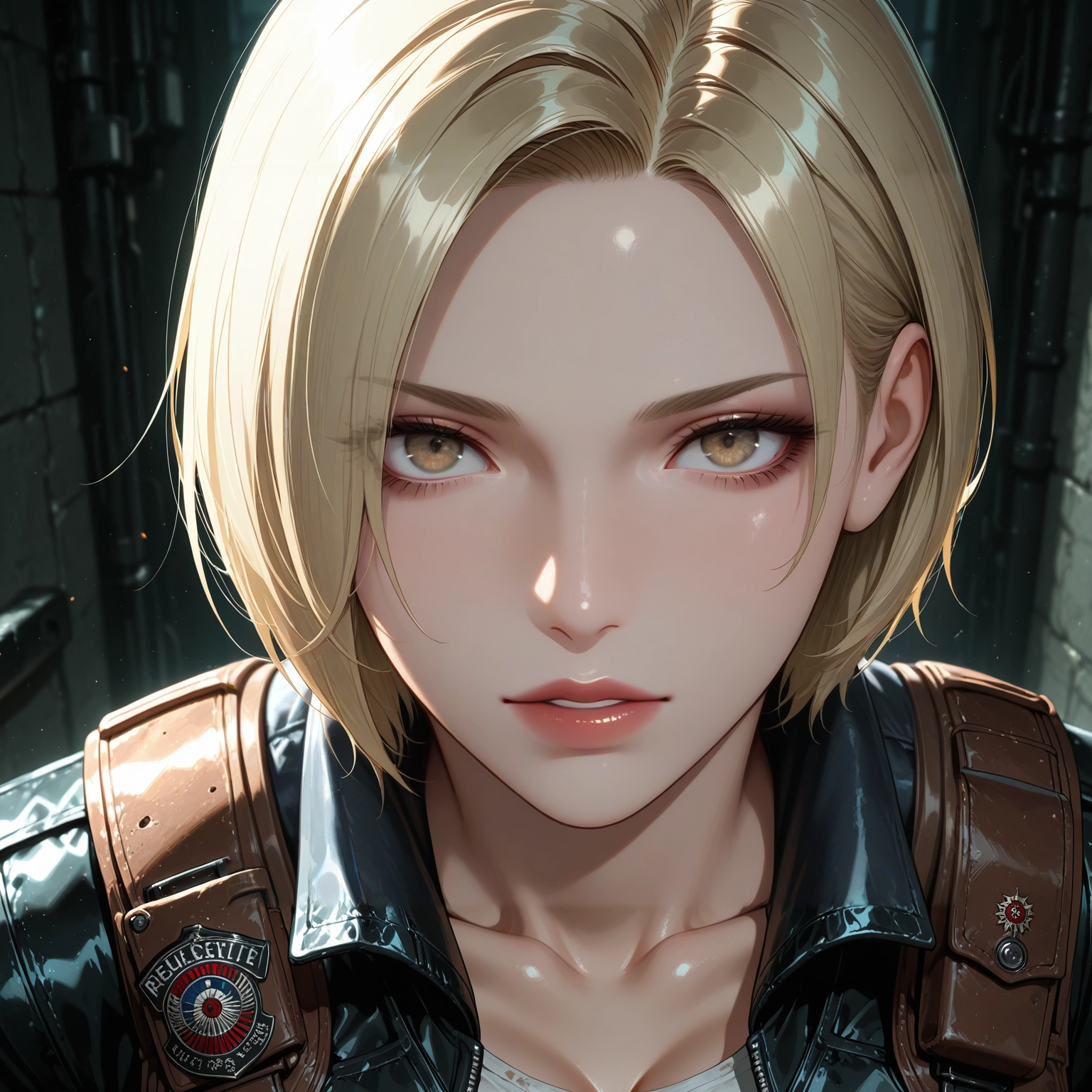 1girl, solo, blonde hair, short hair, looking at viewer, jacket · Yamete.gg