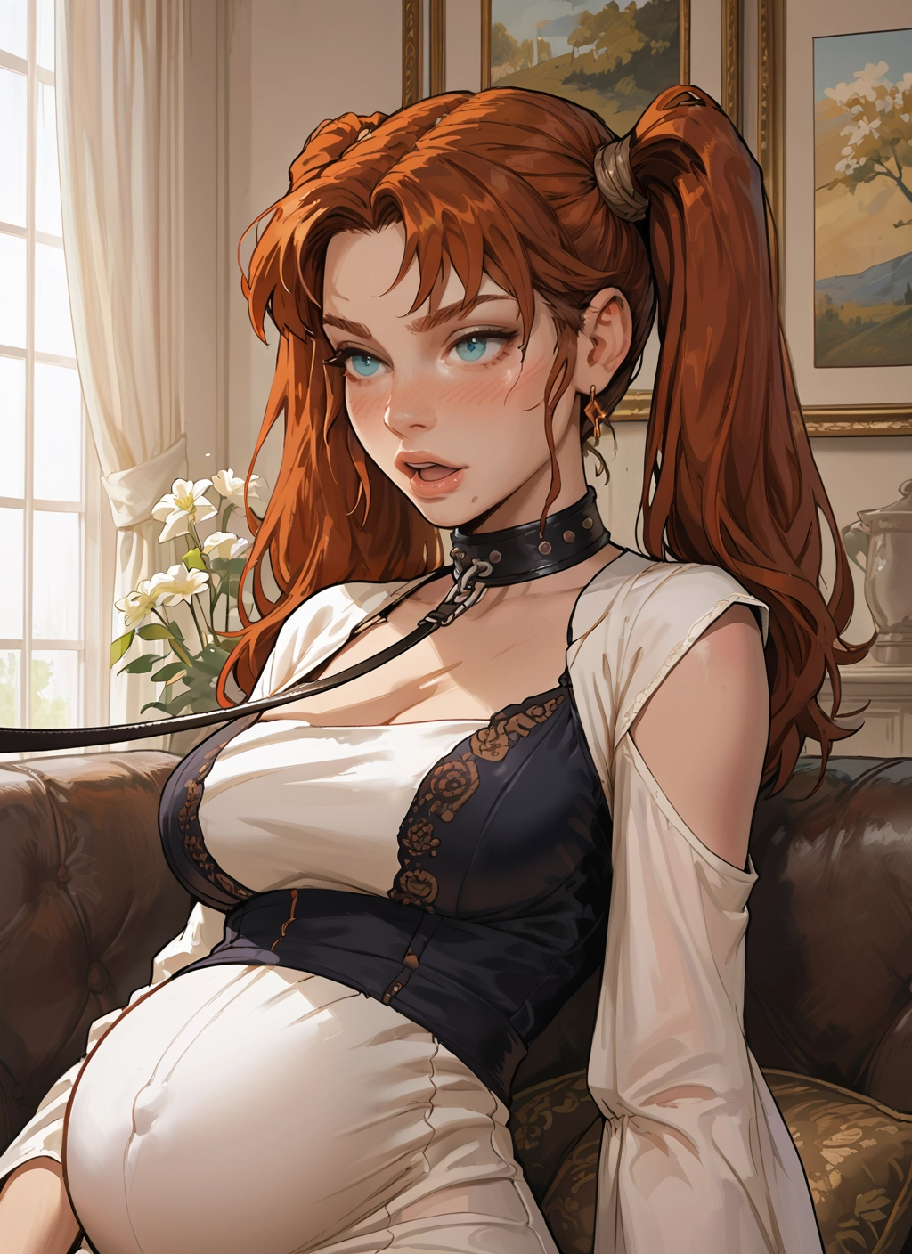 1girl, breasts, twintails, pregnant, blue eyes, jewelry · Yamete.gg