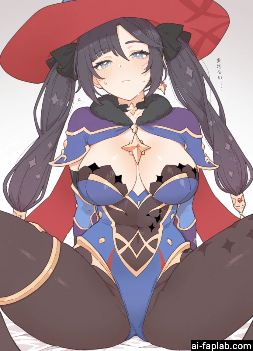 1girl, breasts, hat, twintails, witch hat, leotard · Yamete.gg