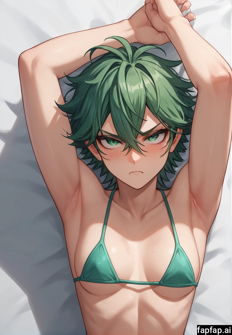 1girl, breasts, solo, armpits, green eyes, swimsuit · Yamete.gg