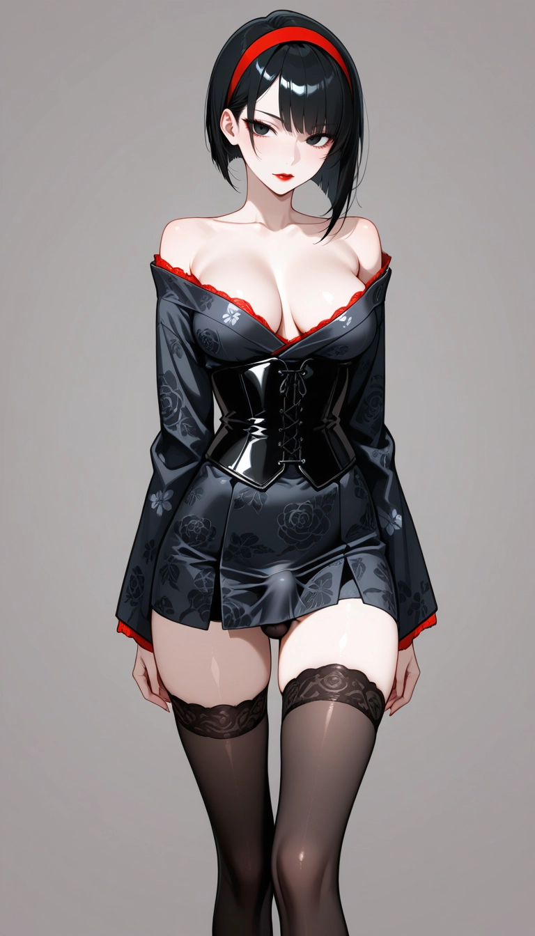 futanari, 1girl, solo, thighhighs, breasts, hairband