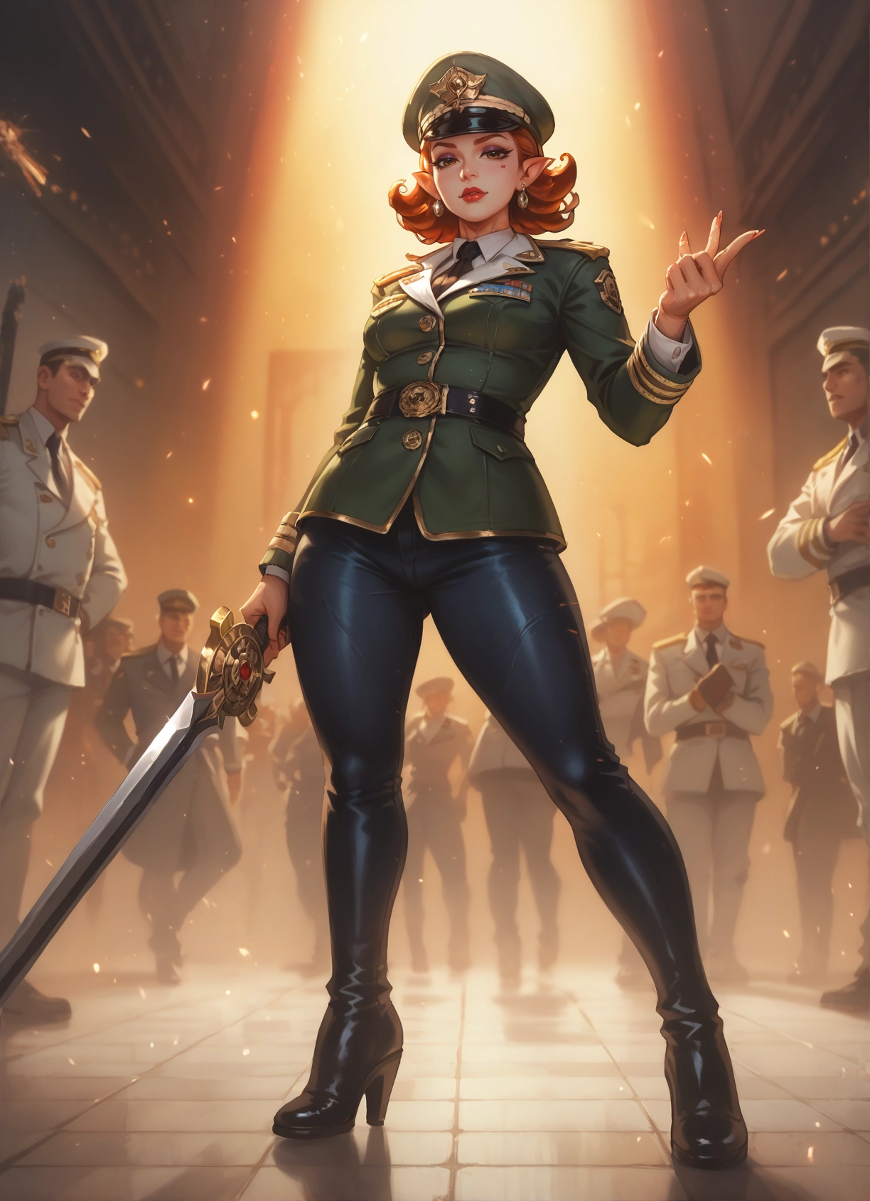 weapon, 1girl, sword, uniform, hat, military · Yamete.gg