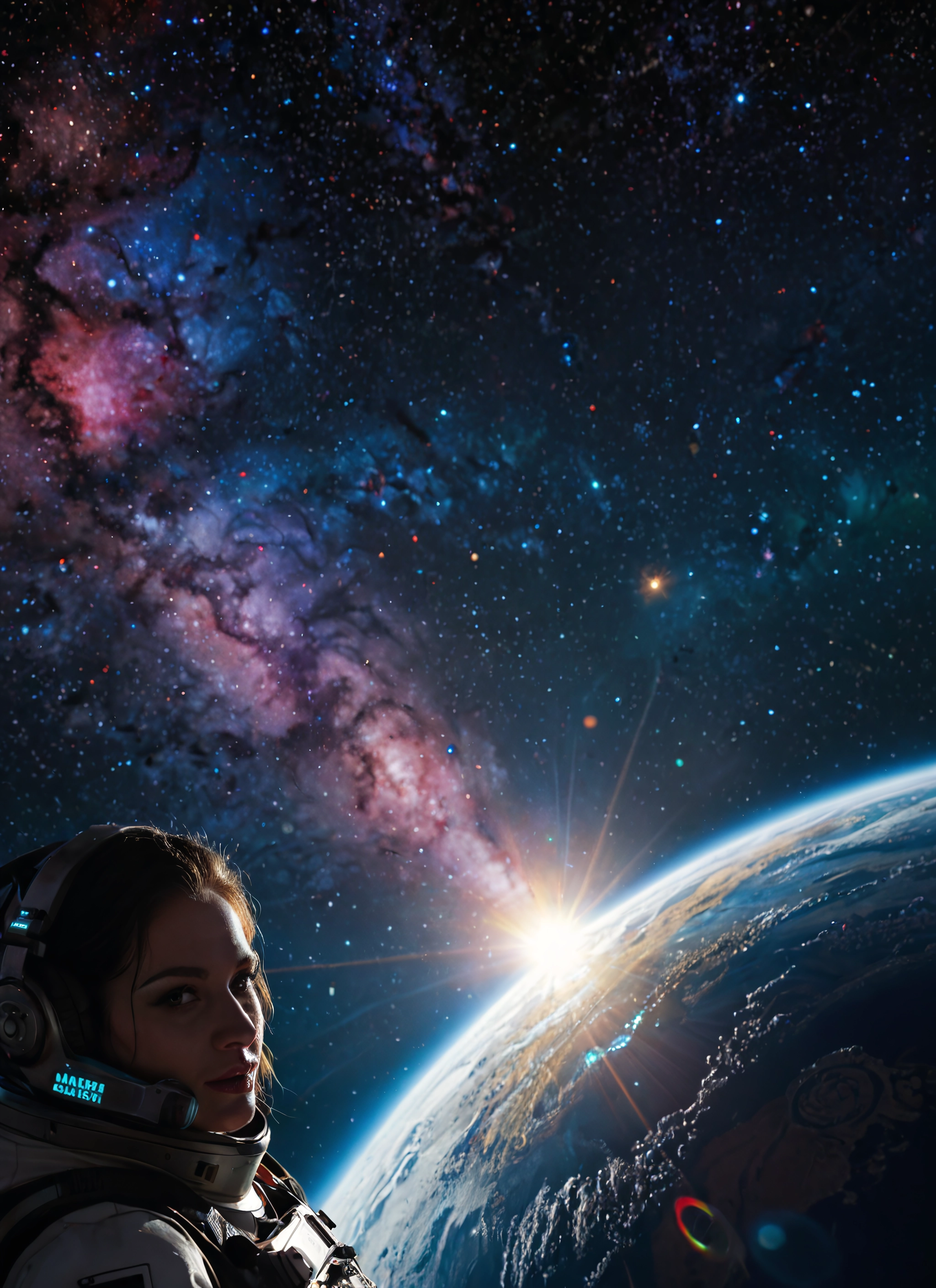 1girl, solo, space, planet, earth (planet), star (sky) · Yamete.gg