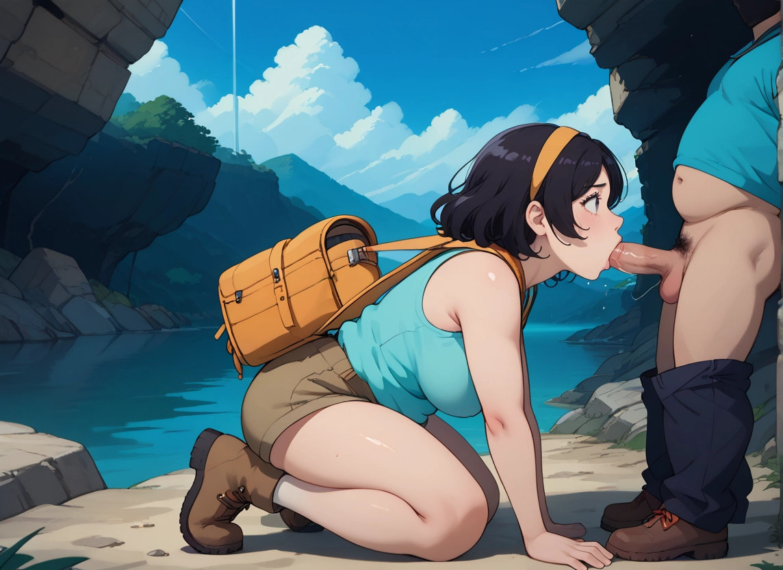 1girl, penis, 1boy, hetero, breasts, outdoors