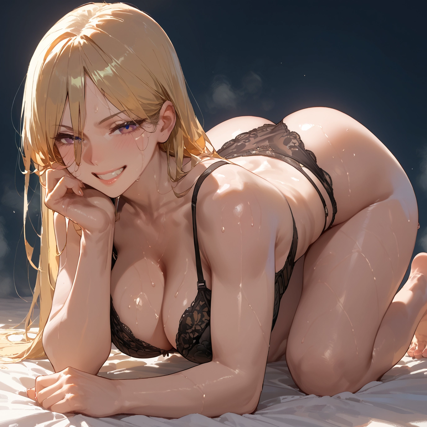 breasts, 1girl, underwear, blonde hair, bra, long hair · Yamete.gg