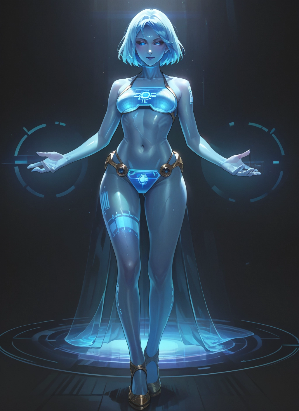 1girl, solo, blue eyes, navel, short hair, breasts · Yamete.gg