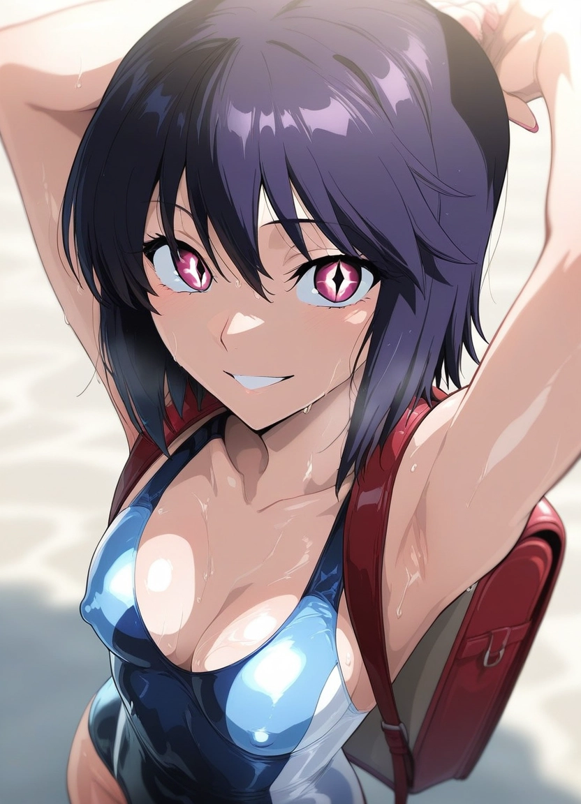 1girl, breasts, swimsuit, solo, smile, one-piece swimsuit · Yamete.gg