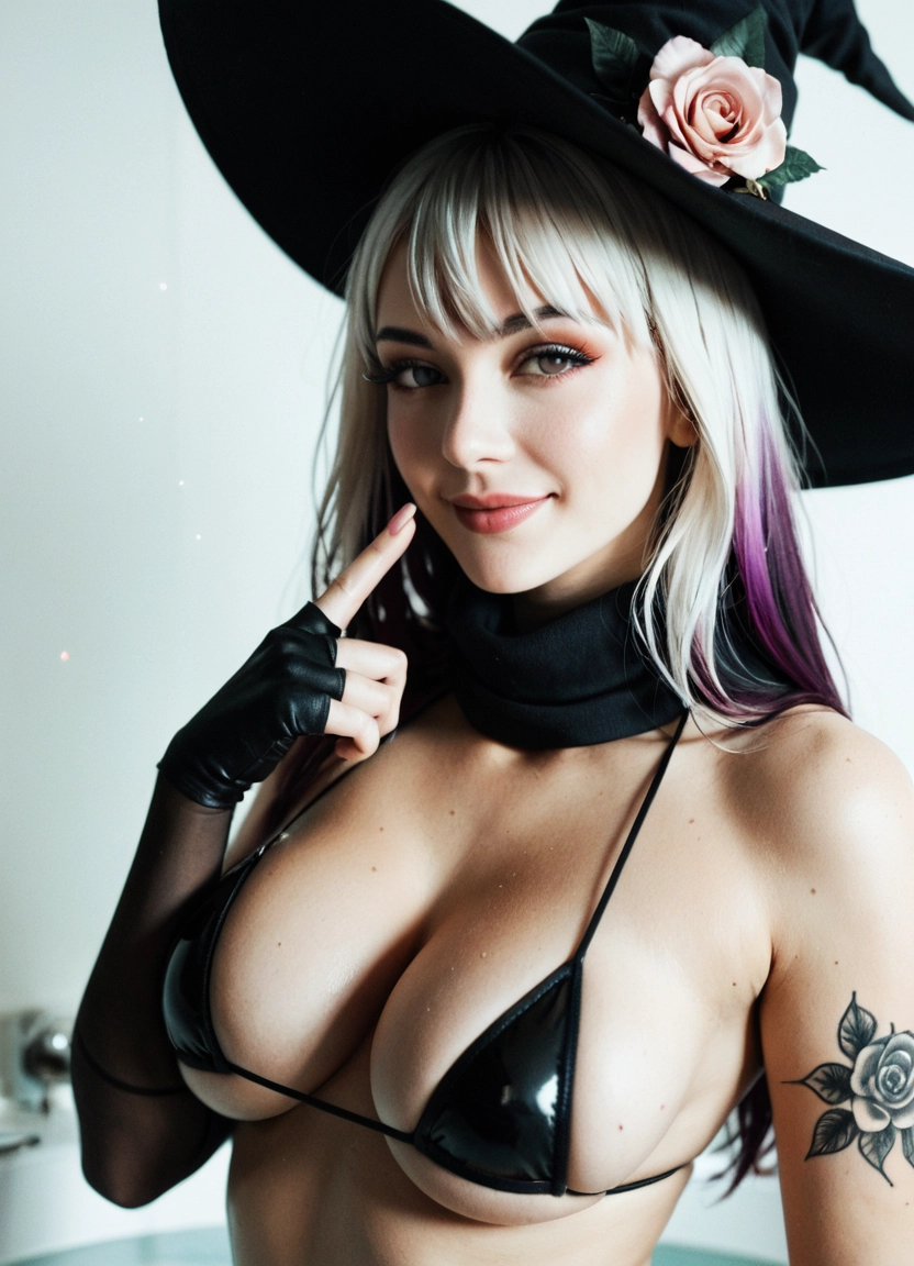 1girl, breasts, solo, hat, swimsuit, tattoo · Yamete.gg