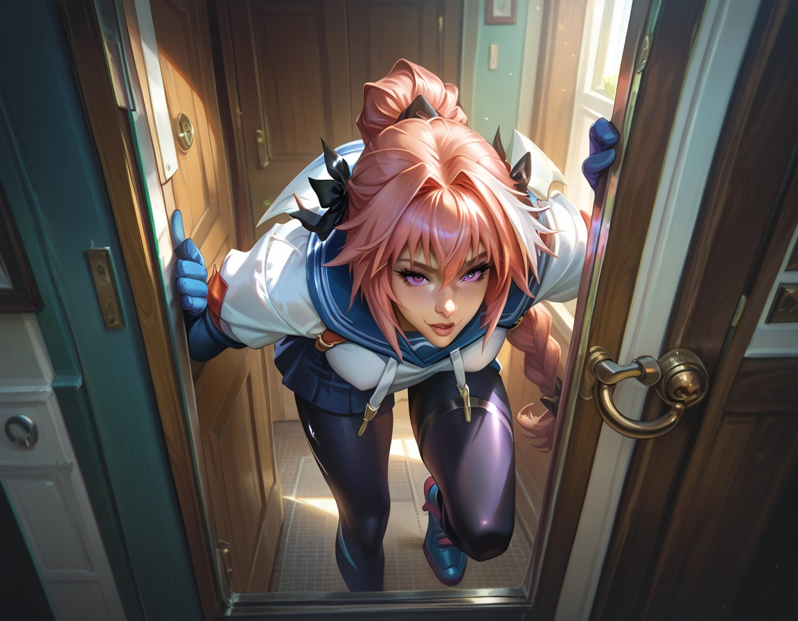 pink hair, braid, purple eyes, male focus, 1boy, long hair · Yamete.gg