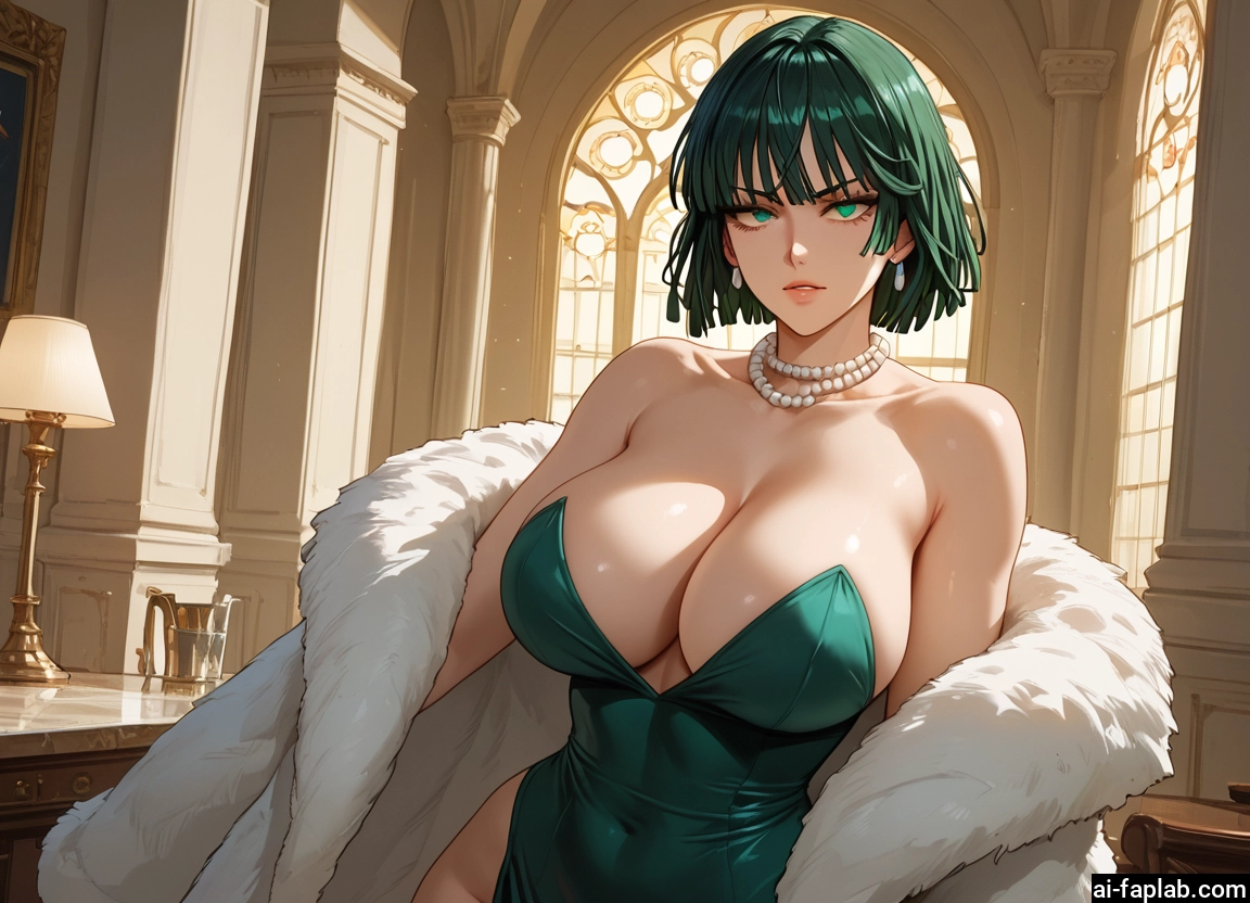 breasts, 1girl, jewelry, dress, earrings, necklace · Yamete.gg