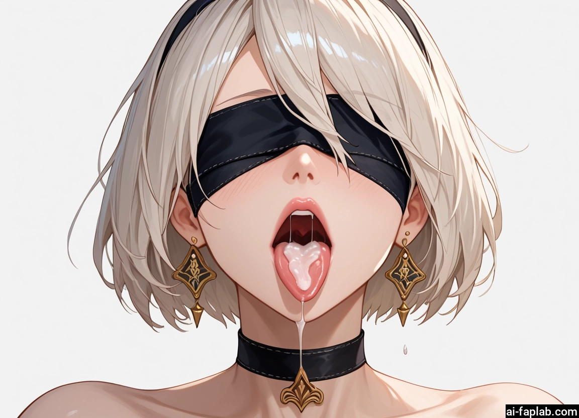 1girl, blindfold, solo, cum, jewelry, cum in mouth · Yamete.gg
