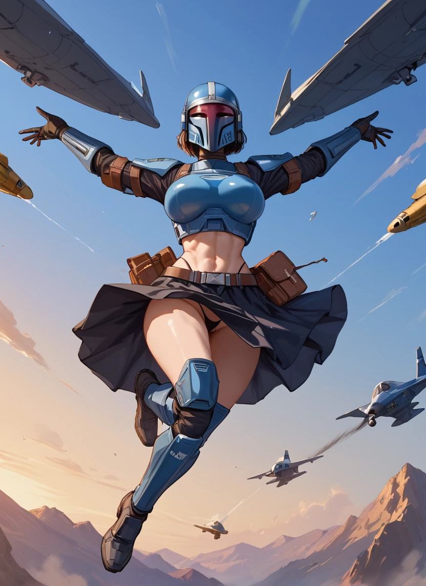 1girl, underwear, panties, aircraft, skirt, helmet · Yamete.gg