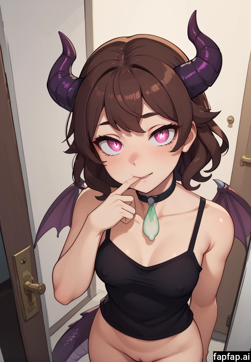 1girl, solo, used condom, breasts, condom, horns