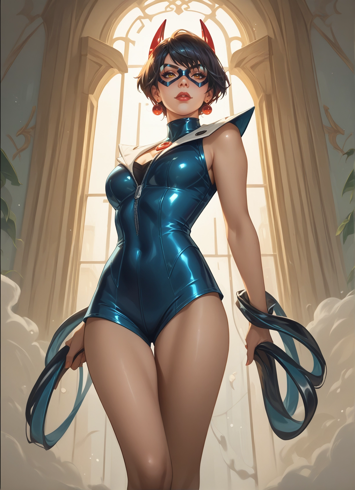1girl, breasts, solo, jewelry, short hair, earrings · Yamete.gg