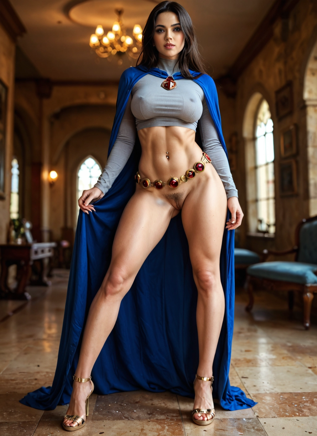 1girl, piercing, breasts, high heels, pussy, navel piercing · Yamete.gg