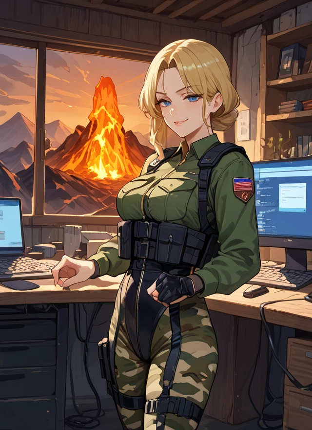1girl, blue eyes, blonde hair, gloves, solo, smile · Yamete.gg