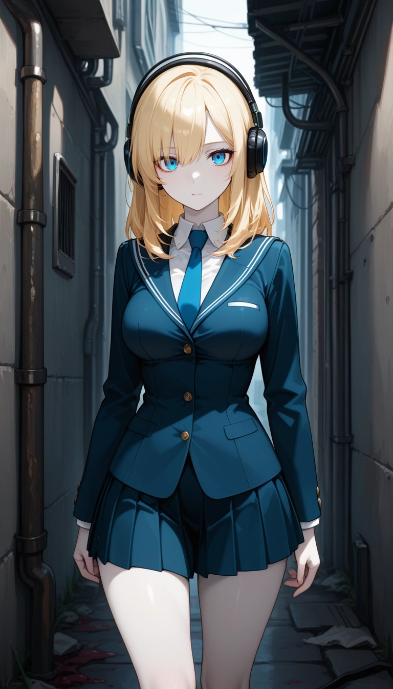 1girl, solo, skirt, looking at viewer, breasts, blue necktie · Yamete.gg
