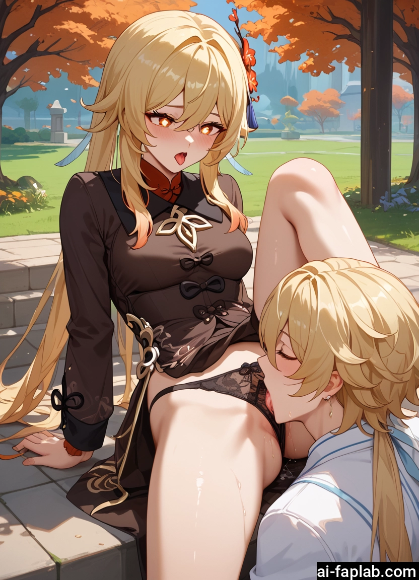 underwear, panties, 1boy, 1girl, blonde hair, cunnilingus