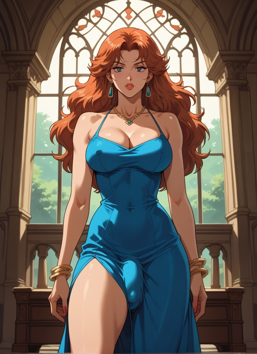 futanari, 1girl, breasts, jewelry, earrings, dress · Yamete.gg