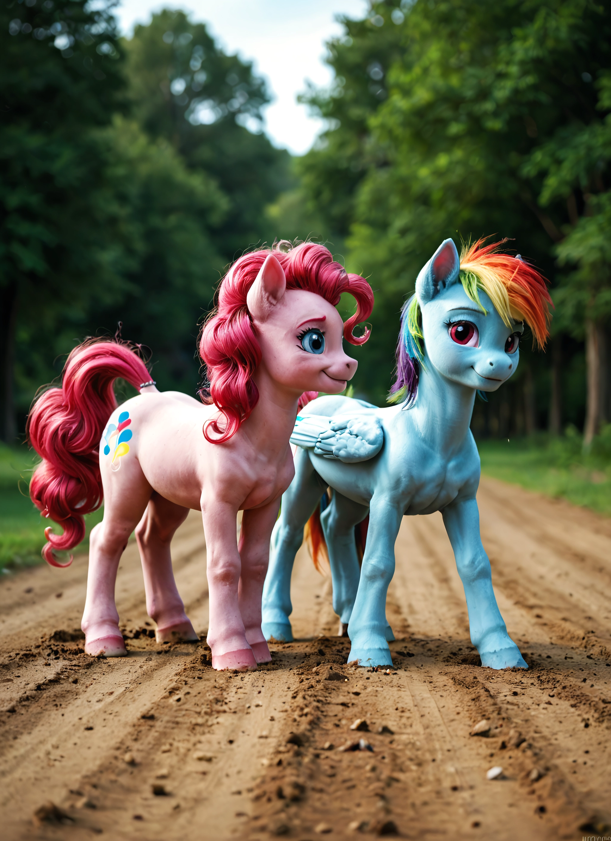no humans, red eyes, cutie mark, smile, tree, blue eyes · Yamete.gg