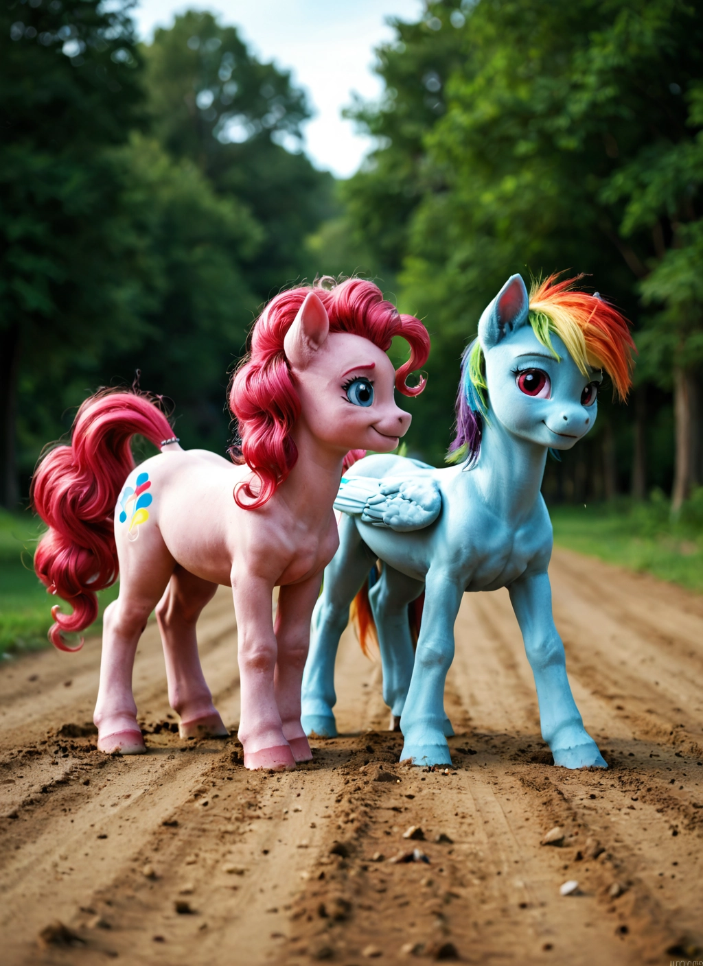 no humans, red eyes, cutie mark, smile, tree, blue eyes