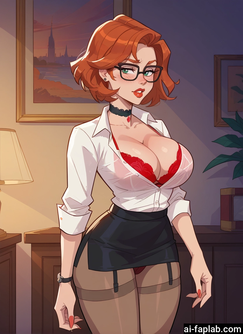 1girl, breasts, underwear, glasses, skirt, pantyhose · Yamete.gg