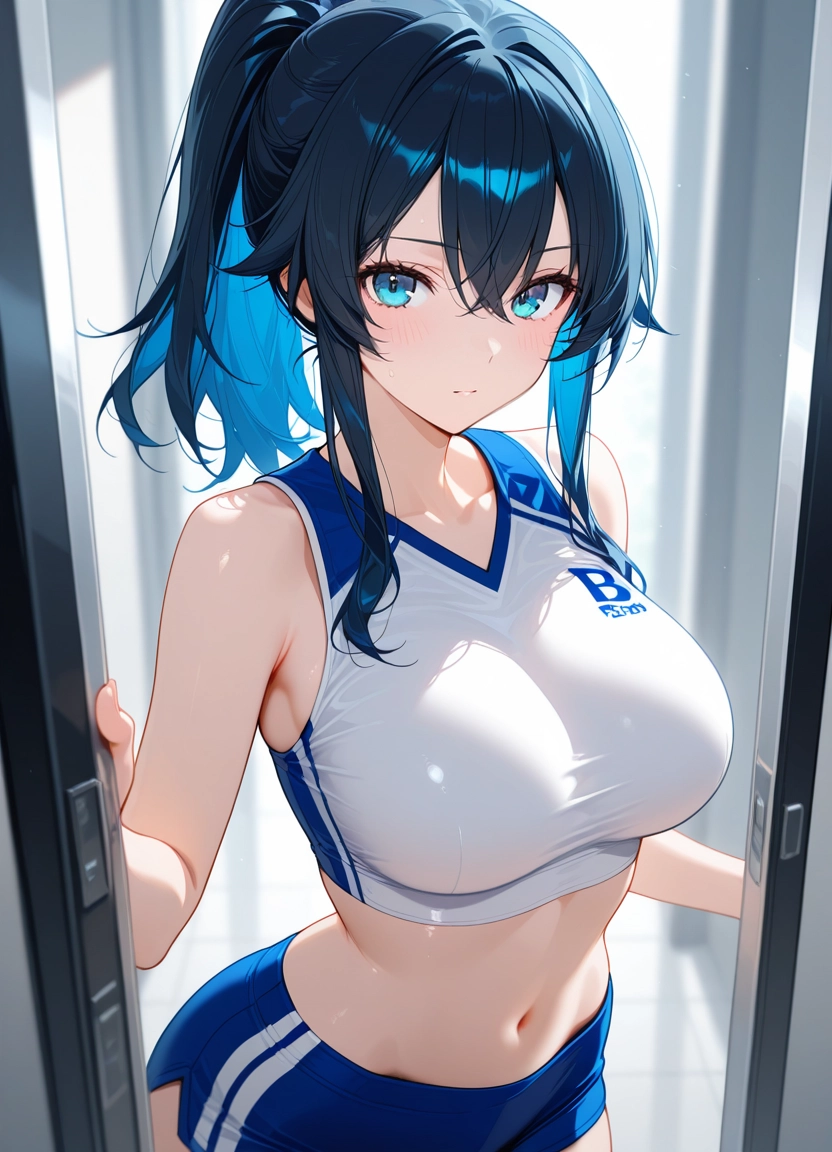1girl, solo, breasts, navel, looking at viewer, blue eyes · Yamete.gg