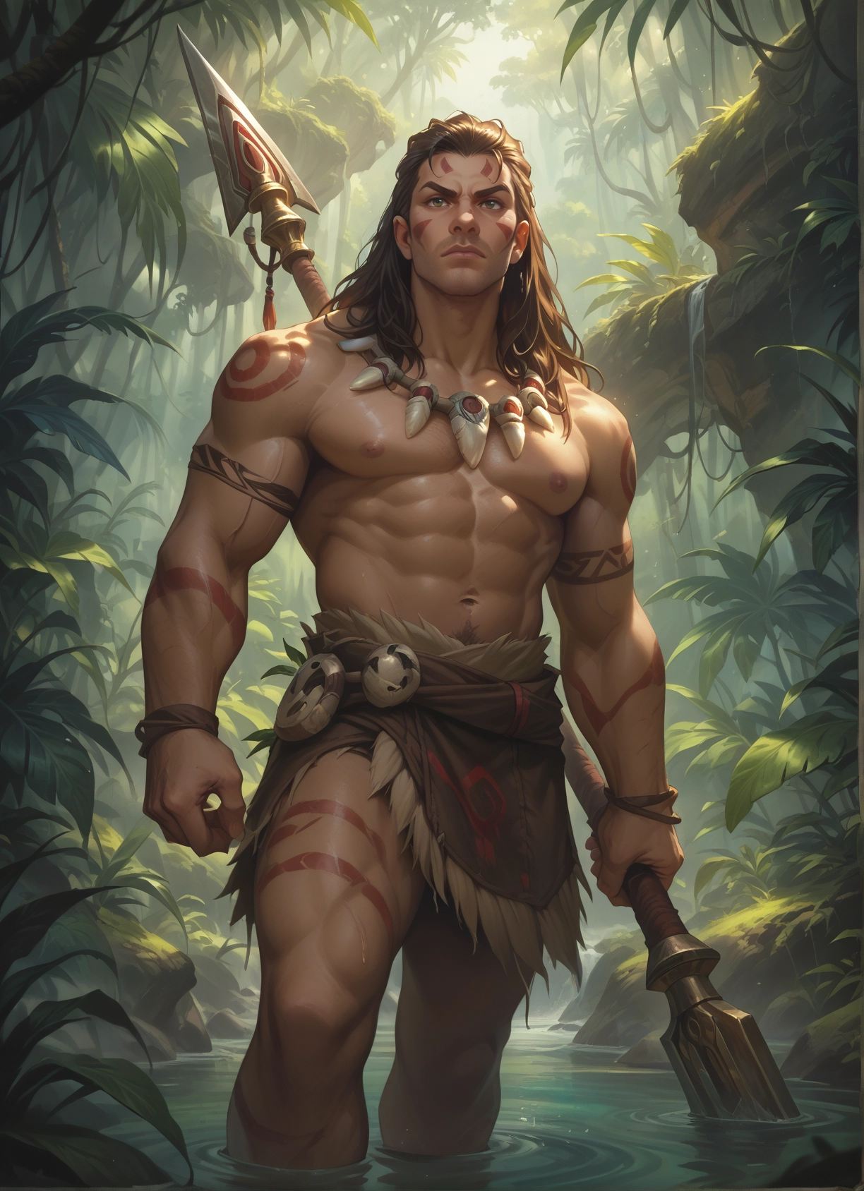 bara, 1boy, male focus, muscular, solo, weapon · Yamete.gg