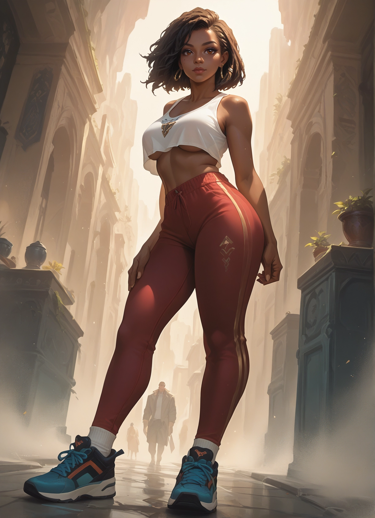 breasts, 1girl, jewelry, earrings, underboob, shoes · Yamete.gg