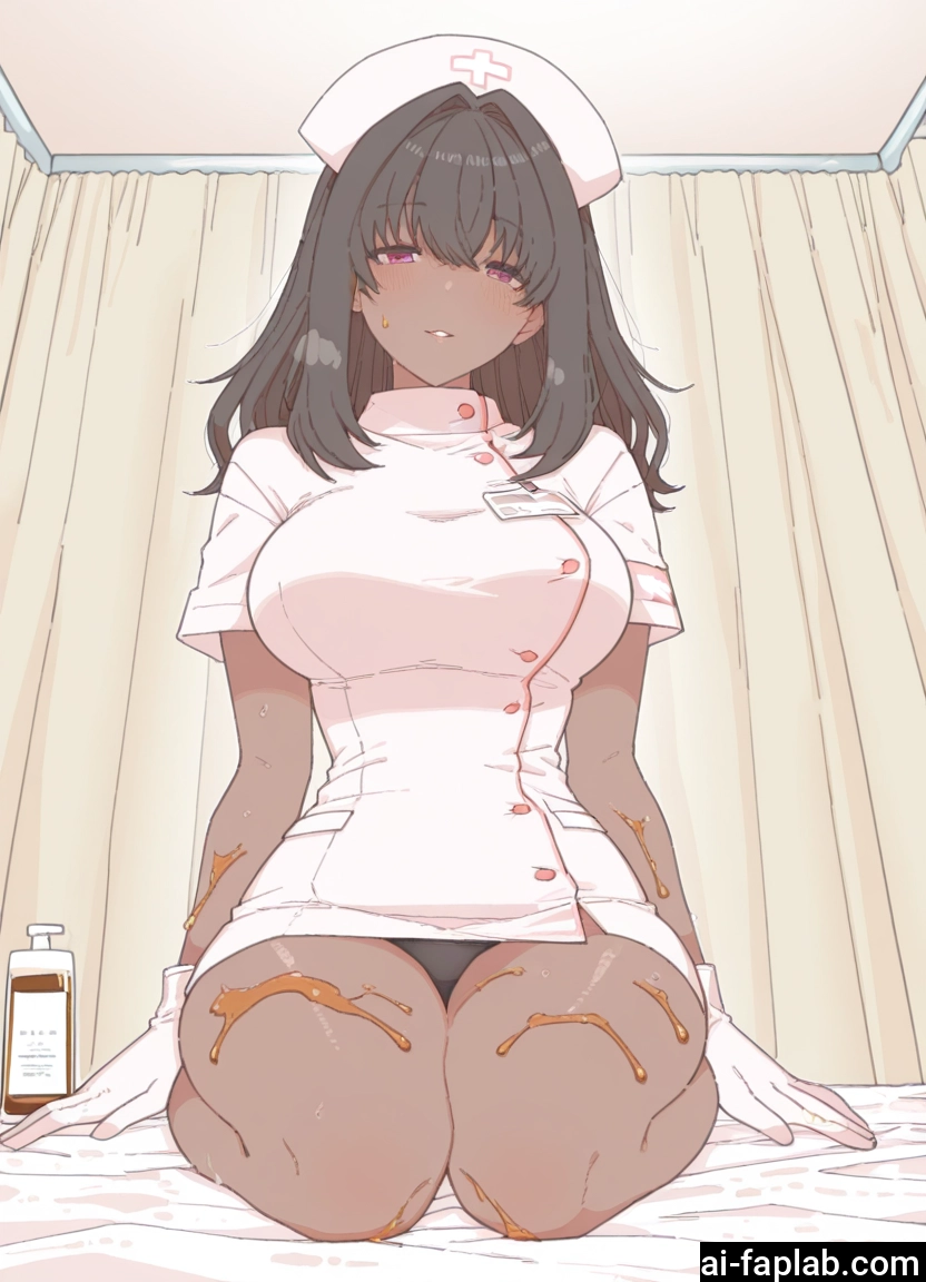 1girl, hat, gloves, breasts, nurse cap, dark skin · Yamete.gg