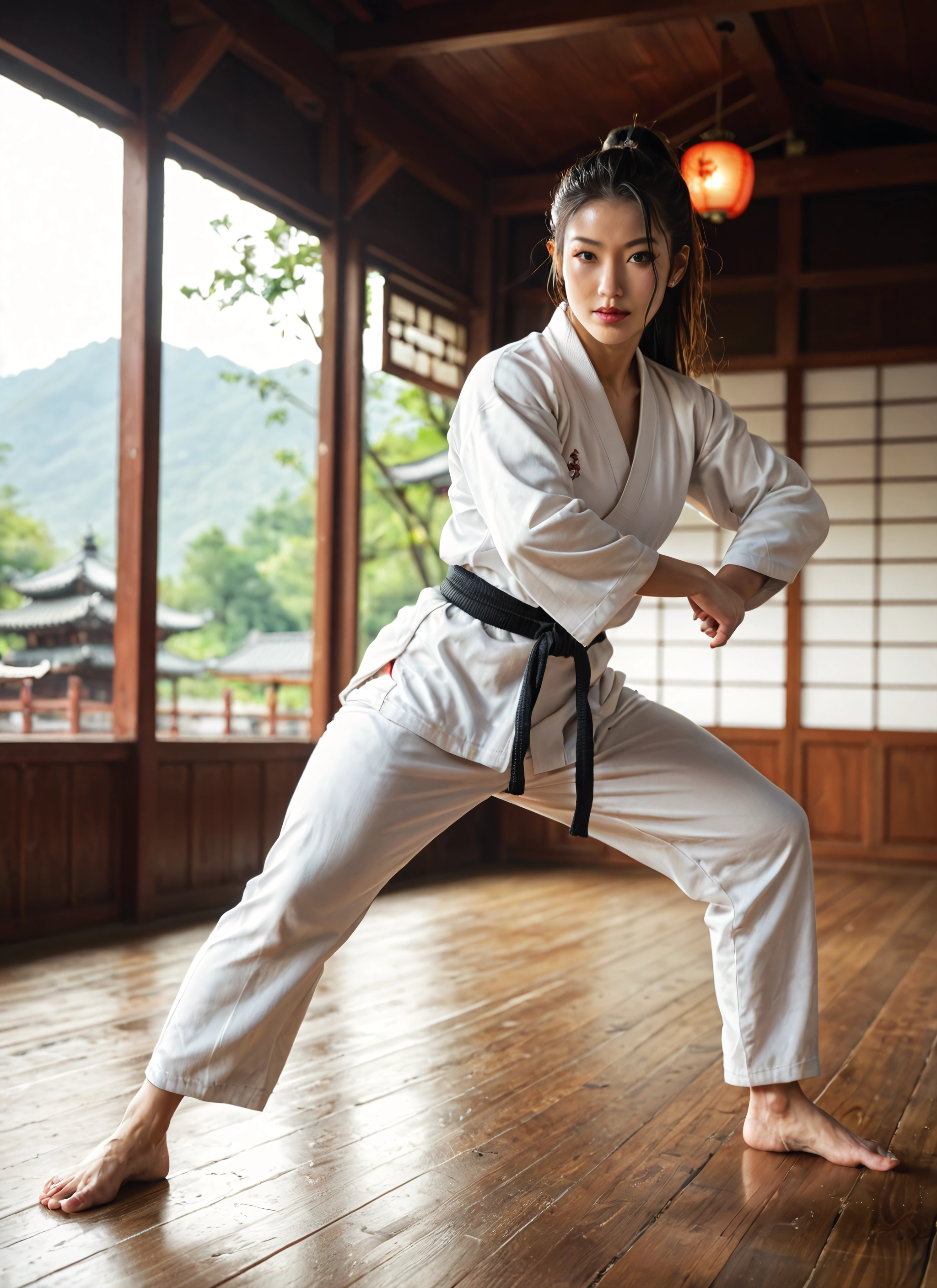 1girl, solo, barefoot, dougi, japanese clothes, dirty feet · Yamete.gg