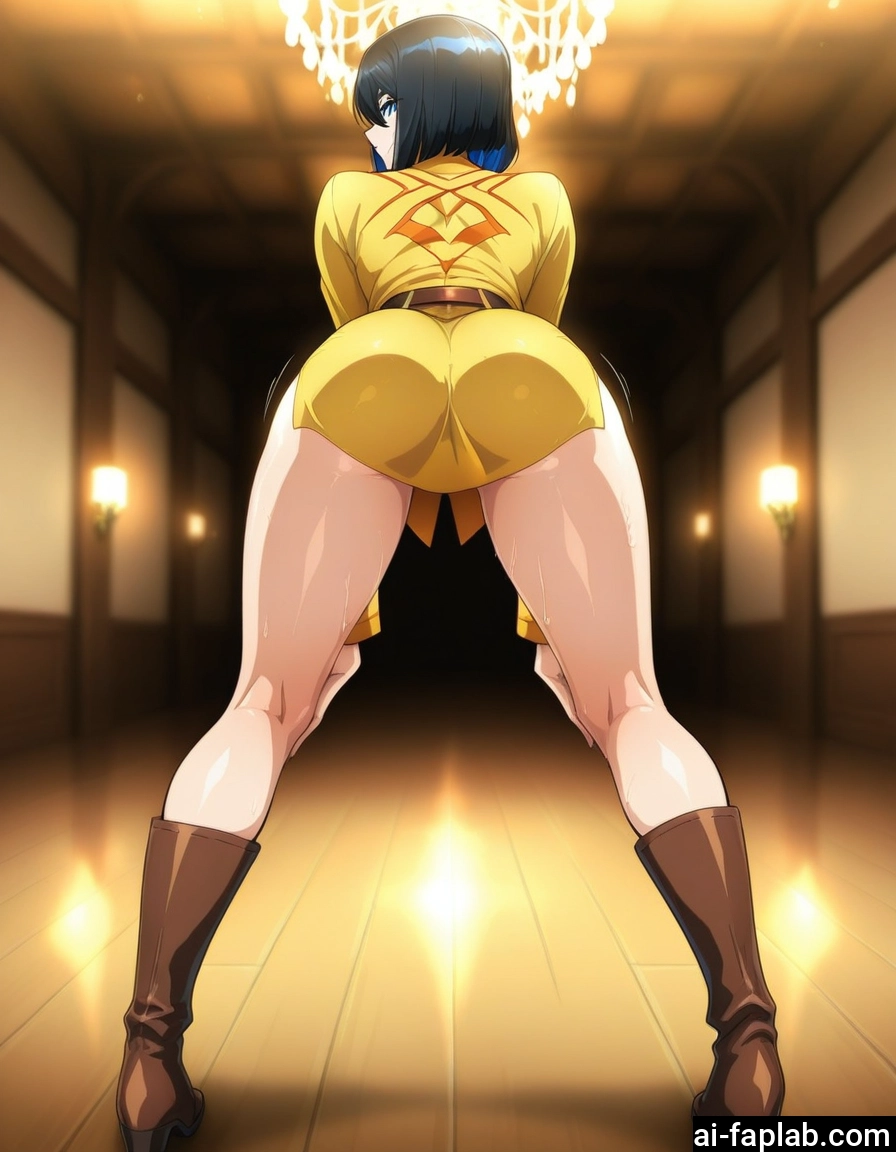 1girl, ass, boots, solo, blue eyes, black hair · Yamete.gg