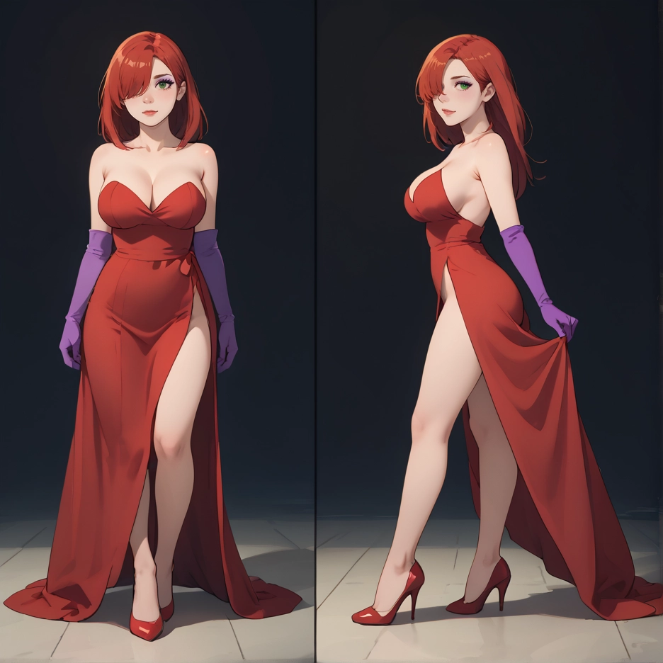 breasts, 1girl, dress, gloves, high heels, red dress · Yamete.gg