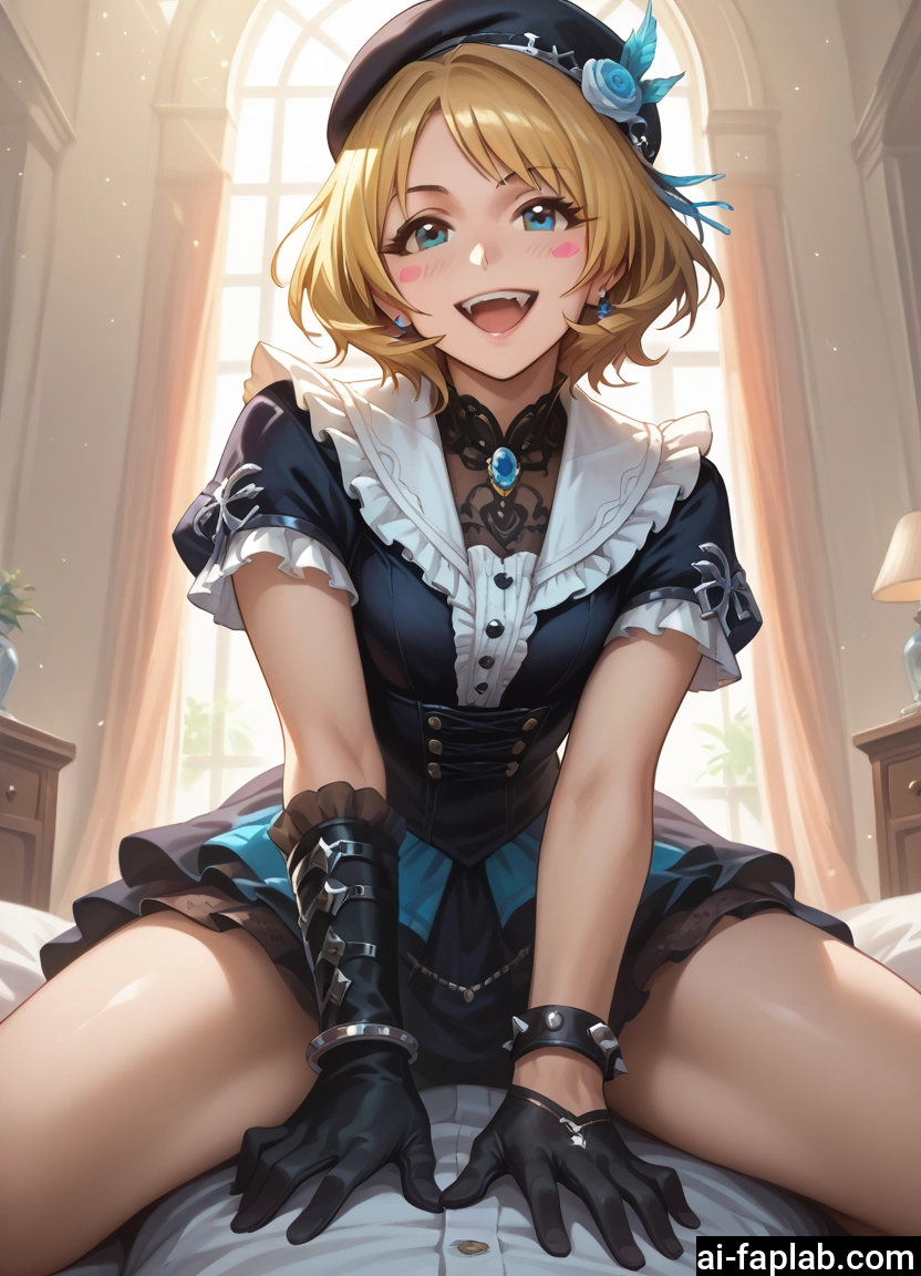 1girl, gloves, open mouth, hat, short hair, smile