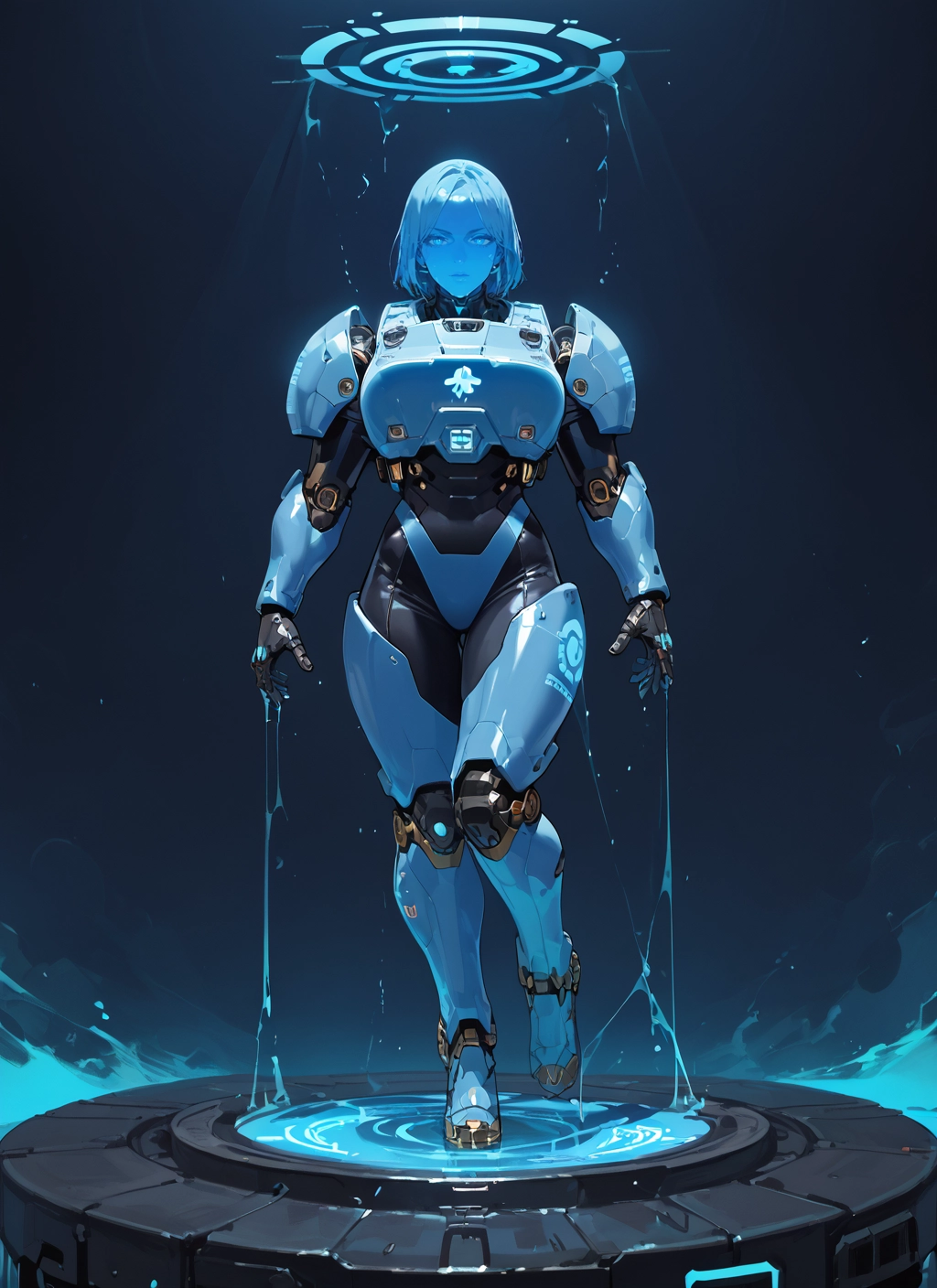 1girl, solo, blue eyes, short hair, looking at viewer, halo · Yamete.gg