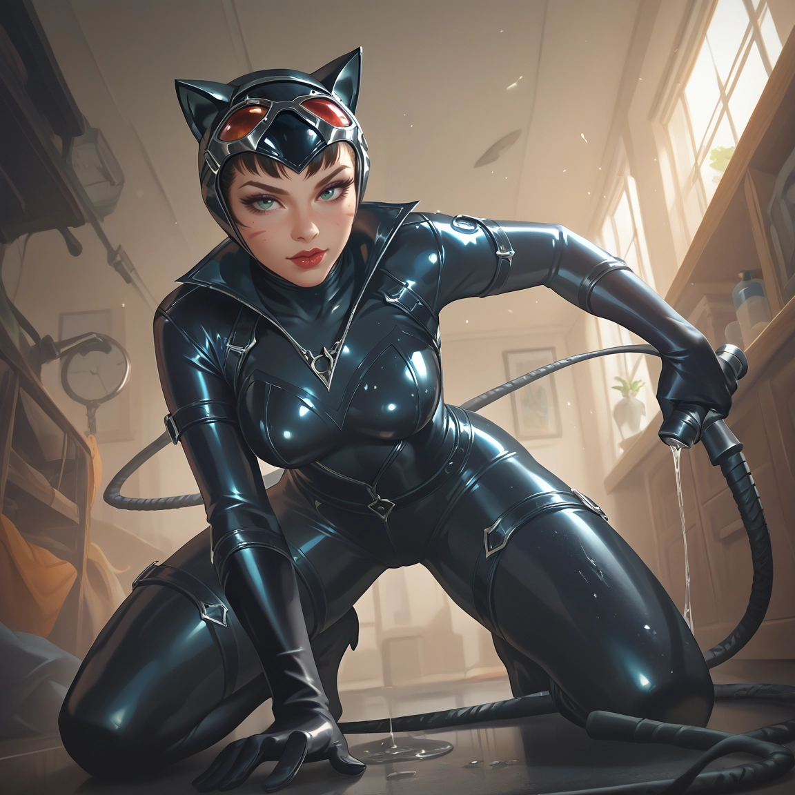 1girl, solo, bodysuit, latex, breasts, animal ears · Yamete.gg
