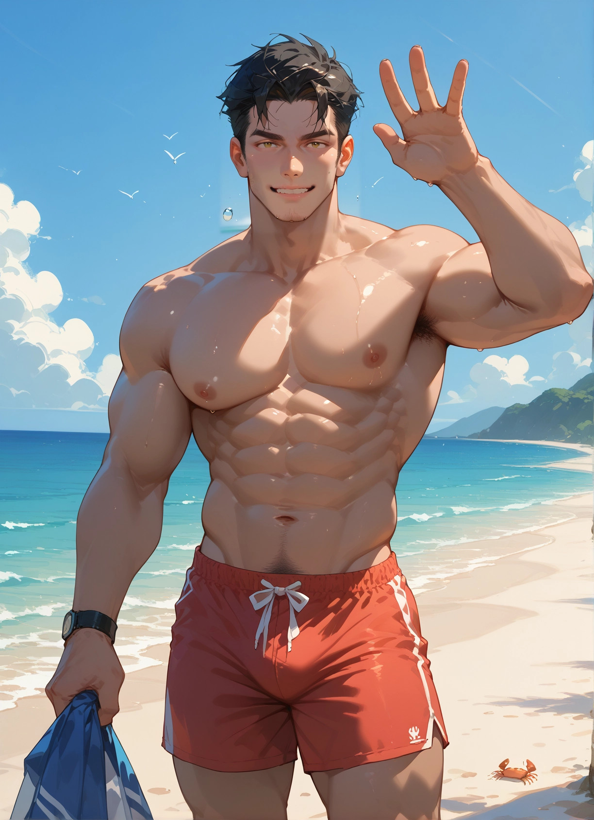male focus, 1boy, muscular, muscular male, pectorals, bara · Yamete.gg